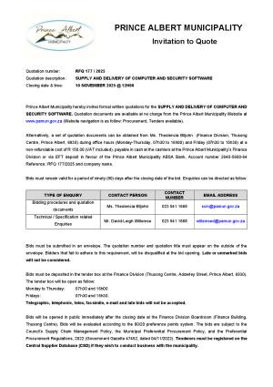 RFQ 175/2025 - SUPPLY AND DELIVERY OF COMPUTER AND SECURITY SOFTWARE